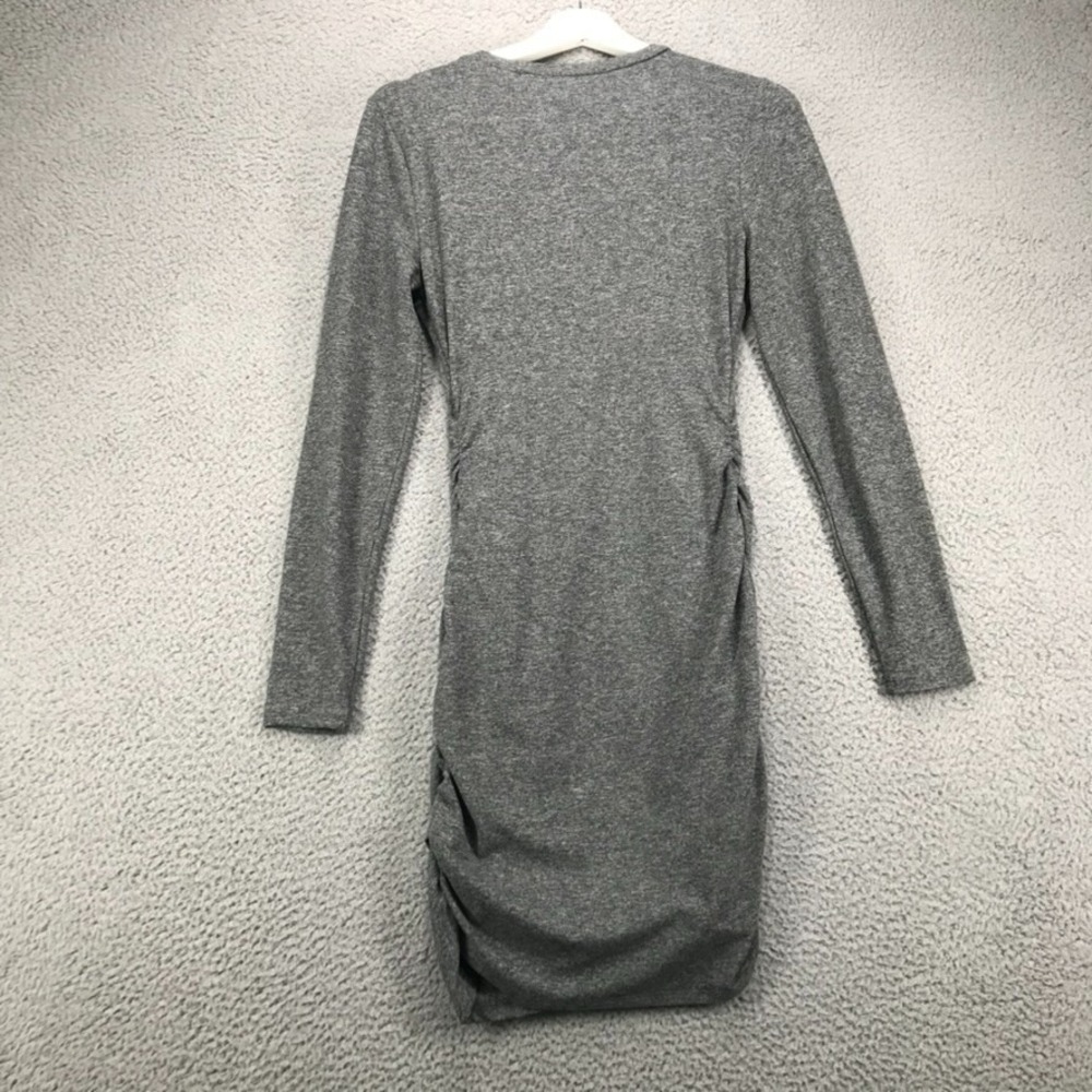 EXPRESS Dress Womens Size‎ SMALL Body Contour Heather Gray Long Sleeve Faux Wrap - Picture 2 of 10